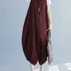 Casual Loose Solid Color Side Pocket Sleeveless Jumpsuit