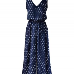 Casual Women Cotton Polka Dot Baggy Wide Leg Jumpsuit