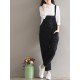 Casual Women Cotton Pure Color Sleeveless Pocket Overalls