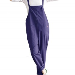 Casual Women Cotton Pure Color Sleeveless Pocket Overalls