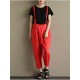 Casual Women Cotton Strap Solid Pockets Jumpsuit