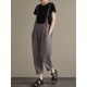 Casual Women Cotton Strap Solid Pockets Jumpsuit