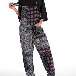 Casual Women Polka Dot Printed Loose Patchwork Pocket Jumpsuit