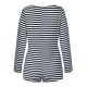 Sexy Stripe Hollow V-neck Long Sleeve Bodycon Jumpsuit For Women