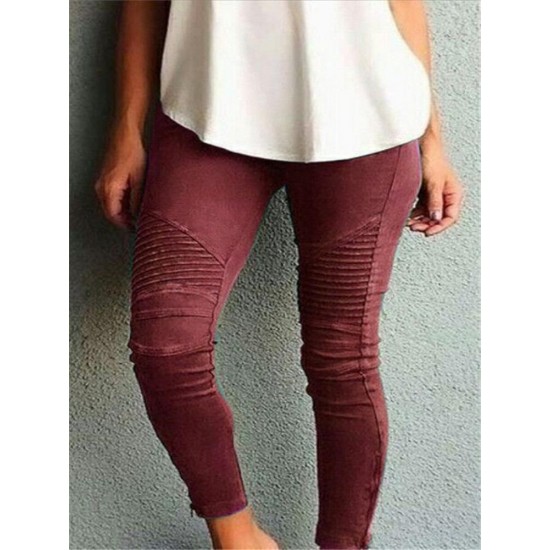 Casual Women Solid Color Trousers Leggings