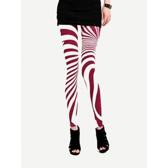 Fashion Women Zebra Stripe Pants Stretch Skinny Leggings