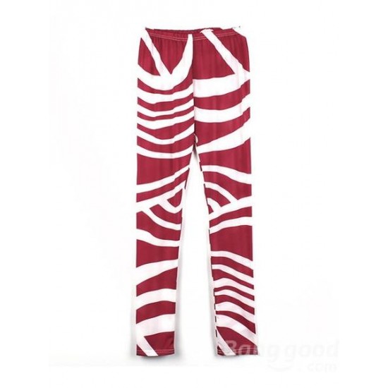 Fashion Women Zebra Stripe Pants Stretch Skinny Leggings