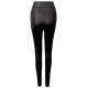 Sexy Solid Color PU High Waist Stretch Legging For Women