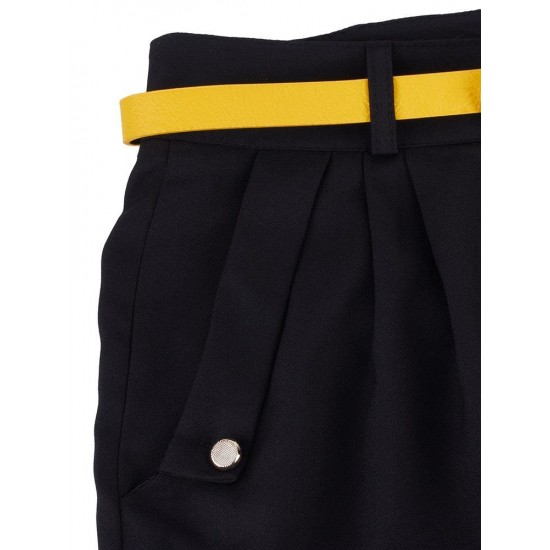 Casual Women Summer Zipper Pocket Pleated Chiffon Short Pants