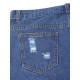 Dark Blue Vintage Ripped Hole Lace Patchwork Denim Shorts