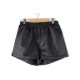 Fashion Casual High Waist Pockets PU Hem Slit Shorts