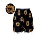 Women Elastic High Waist Sunflower Printed Shorts Casual Beach Shorts