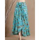 Bohemian Peacock Feather Printed Swing Skirt For Women