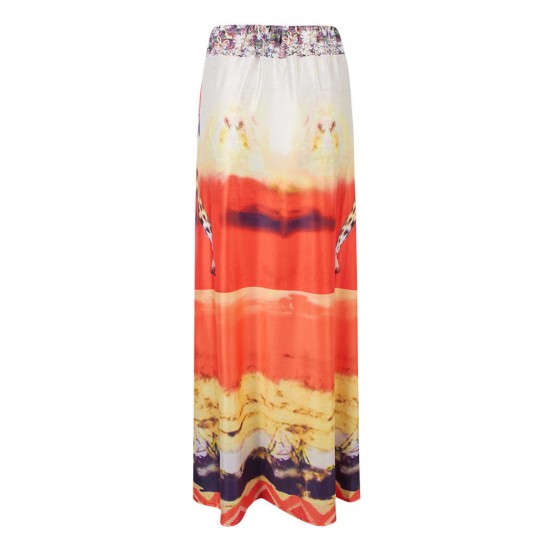 Bohemian Printed Stretch Waist Beach Maxi Skirt For Women Bohemian Printed Stretch Waist Beach Maxi Skirt For Women