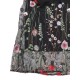 Bohemian Women Black Elastic Waist Floral Embroidered Mesh A-Line Midi Skirts Bohemian Women Black Elastic Waist Floral Embroidered Mesh A-Line Midi Skirts