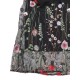 Bohemian Women Black Elastic Waist Floral Embroidered Mesh A-Line Midi Skirts