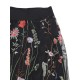 Bohemian Women Black Elastic Waist Floral Embroidered Mesh A-Line Midi Skirts