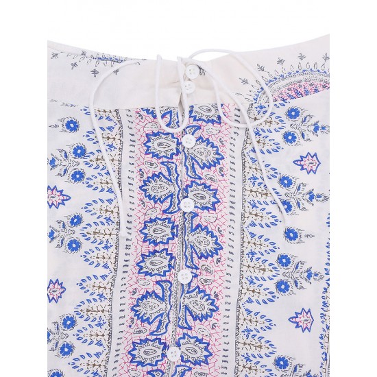 Bohemian Women Floral Front Button Drawstring Split Maxi Skirt Bohemian Women Floral Front Button Drawstring Split Maxi Skirt