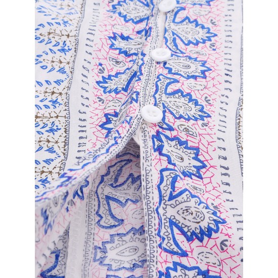Bohemian Women Floral Front Button Drawstring Split Maxi Skirt Bohemian Women Floral Front Button Drawstring Split Maxi Skirt