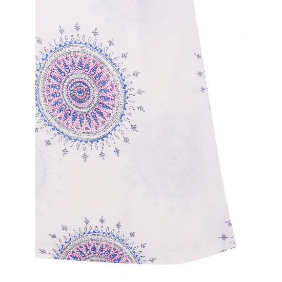 Bohemian Women Floral Front Button Drawstring Split Maxi Skirt
