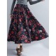 Bohemian Women Floral High Elastic Waist Pleated A-Line Maxi Skirts