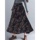 Bohemian Women Floral High Elastic Waist Pleated A-Line Maxi Skirts