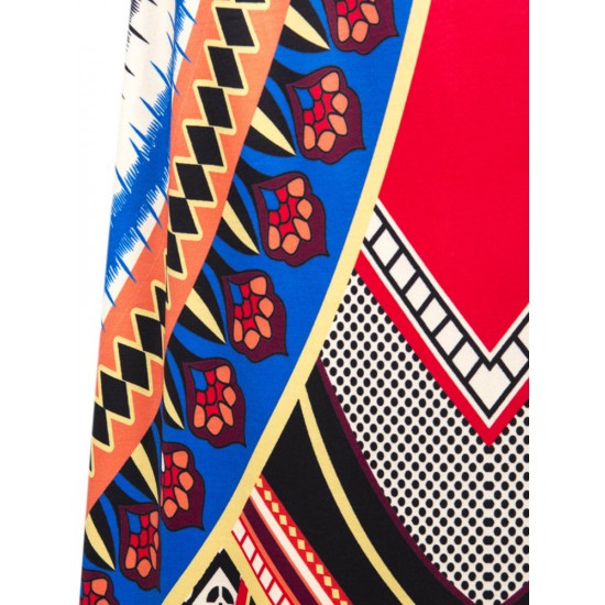 Ethnic Style Bohemian Women High Waist Geometric Printed Maxi Skirt