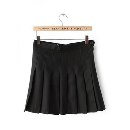 Sweet High Waist Pleated Button Women Tennis Mini Skirts