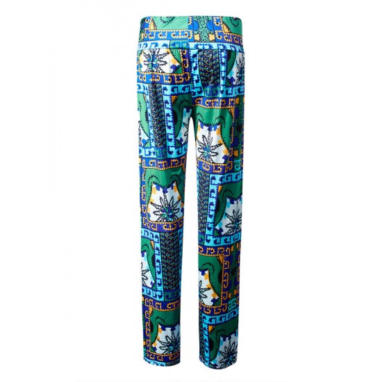 Bohemian Floral Stretch Waist Women Wide Leg Pants Bohemian Floral Stretch Waist Women Wide Leg Pants