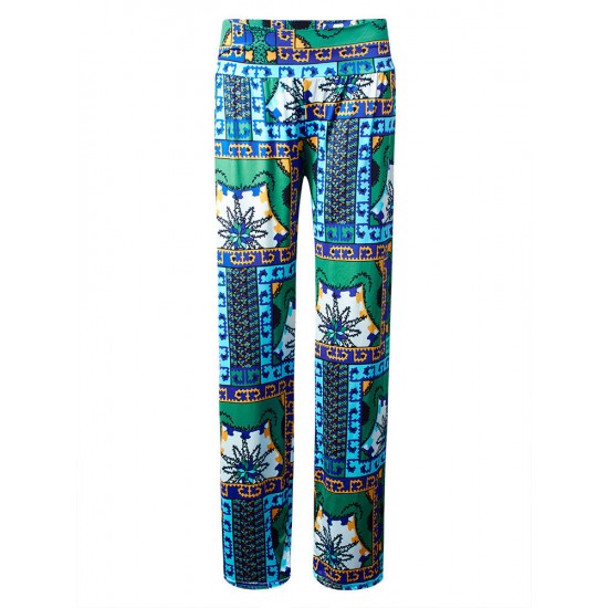 Bohemian Floral Stretch Waist Women Wide Leg Pants Bohemian Floral Stretch Waist Women Wide Leg Pants