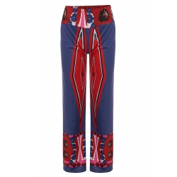 Boho Diamond Printed Stretch Waist Women Wide Leg Pants