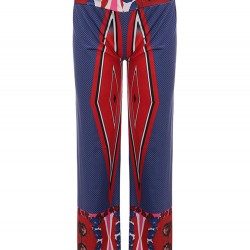 Boho Diamond Printed Stretch Waist Women Wide Leg Pants