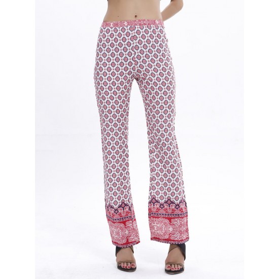 Boho Women Casual Print Elastic Waist Full Length Pants 6 Colors