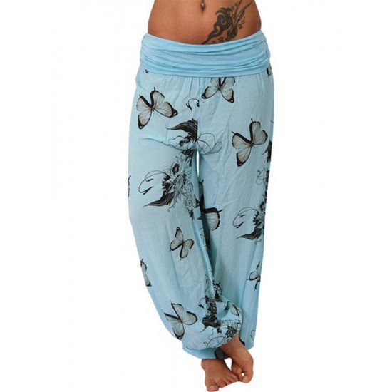 Butterfly Print Loose Casual Women Yoga Pants