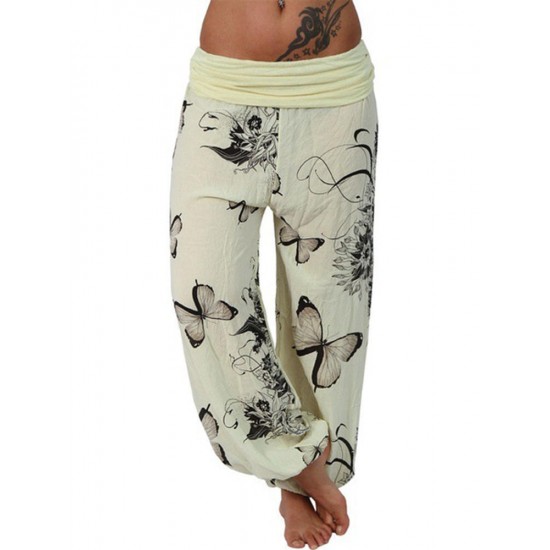 Butterfly Print Loose Casual Women Yoga Pants