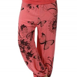 Butterfly Print Loose Casual Women Yoga Pants