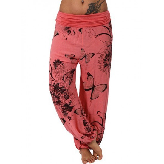 Butterfly Print Loose Casual Women Yoga Pants