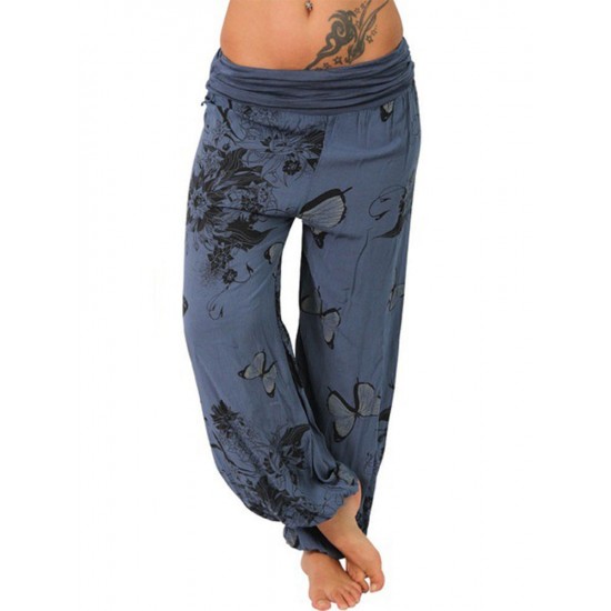 Butterfly Print Loose Casual Women Yoga Pants