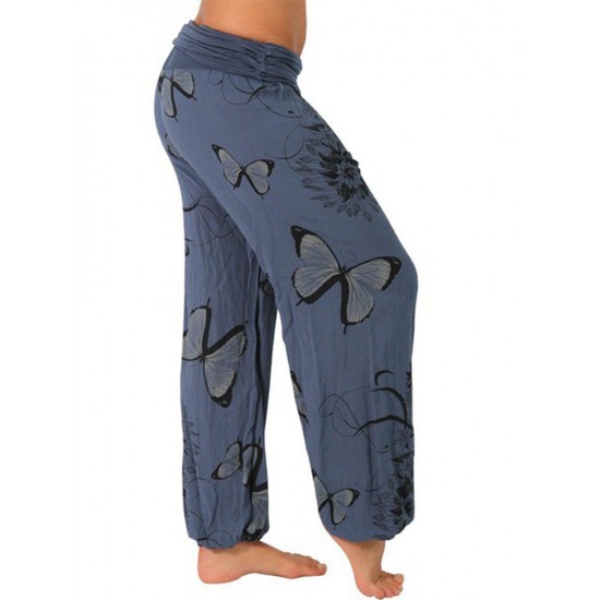 Butterfly Print Loose Casual Women Yoga Pants