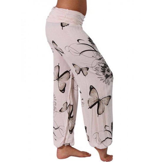 Butterfly Print Loose Casual Women Yoga Pants