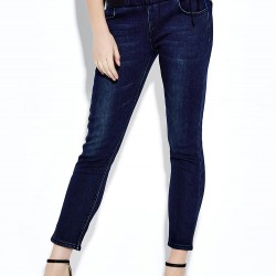 Casual High Waist Thick Slim Elastic Jeans Trousers For Women