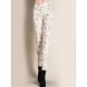 Casual Jacquard Floral Mid Waist Slim Women Elastic Pants