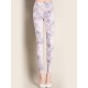 Casual Jacquard Floral Mid Waist Slim Women Elastic Pants