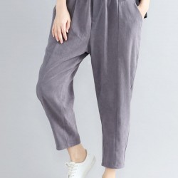 Casual Loose Elastic High Waist Pure Color Women Pants