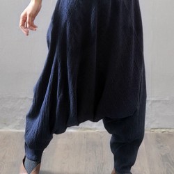 Casual Loose Elastic Waist Pure Color Women Harem Pants