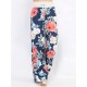 Casual Loose Floral Printed High Waist Women Drawstring Wide Leg Pants