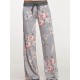 Casual Loose Floral Printed High Waist Women Drawstring Wide Leg Pants