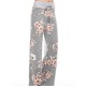 Casual Loose Floral Printed High Waist Women Drawstring Wide Leg Pants