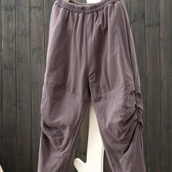 Casual Loose Solid Elastic Waist Women Harem Pants