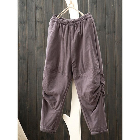 Casual Loose Solid Elastic Waist Women Harem Pants